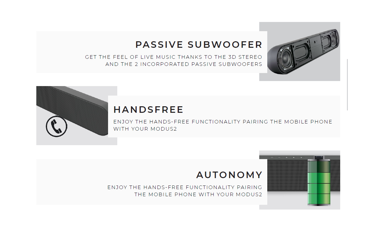 NEXT Audiocom MODUS2 -prijenosni Bluetooth SoundBar