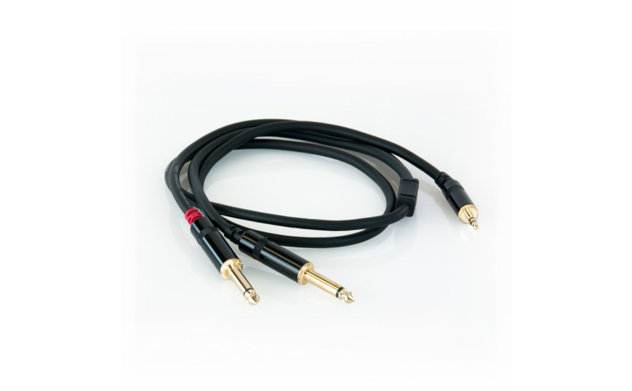 MA RCA381 audio kabel  2xJack 6.3mm mono + 1x stereo mini Jack 3.5mm /1m